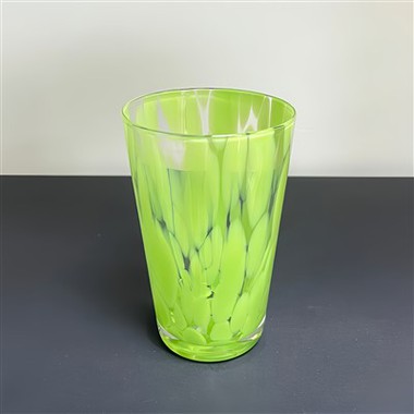 Hand Blown Green Speckled Tumbler Glass