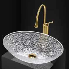 Hand Cut Clear Crystal Vessel Bathroom Sink